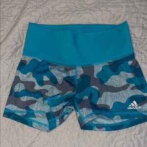 Adidas Women's Teal and Gray Camo Athletic Shorts